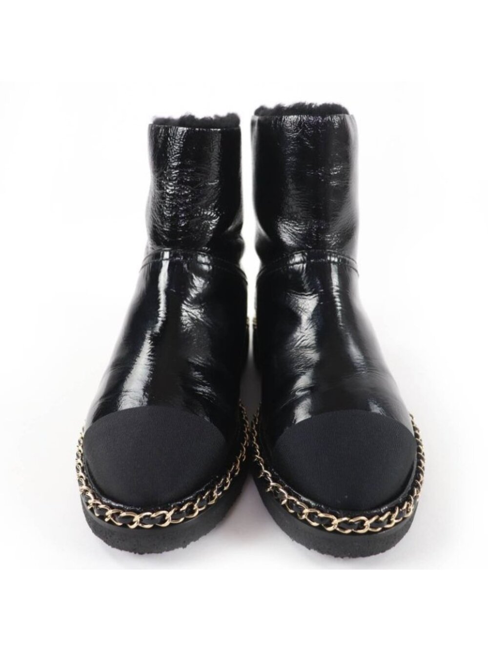 Chanel Coco Mark Boa Leather Short Boots Black 36 Boxes - Picture 4 of 13